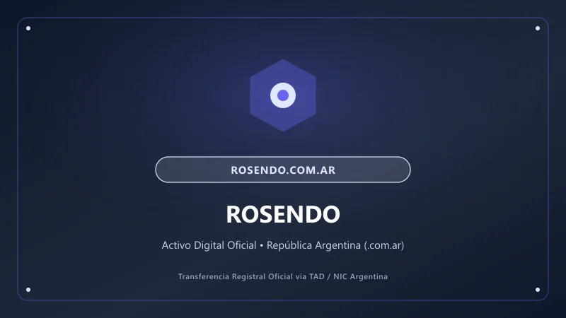 Identidad visual y presentación comercial del nombre de dominio rosendo.com.ar en venta